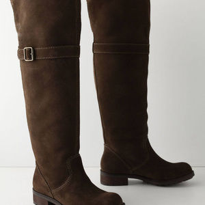 Anthropologie Knee High Dark Brown Suede Boots By Lucky Penny sizes 5, 6.5, 7